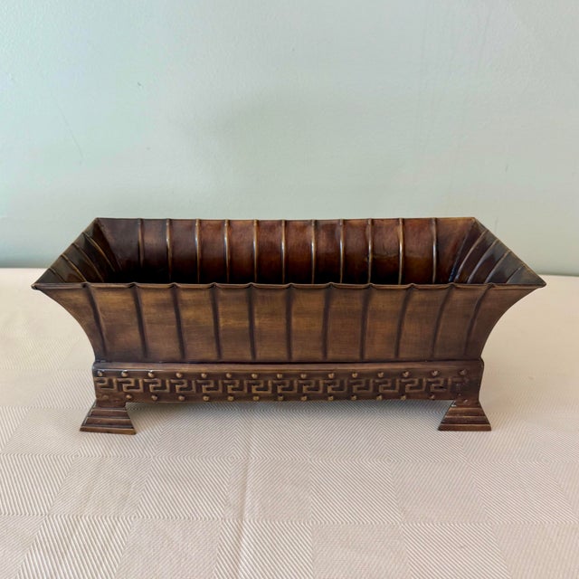 Bronze Brass Footed Trough Planter With Greek Key Detail For Sale - Image 8 of 8