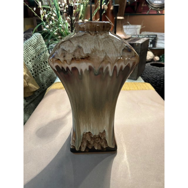 Brown 1980s Art Nouveau Style Drip Glazed Vase For Sale - Image 8 of 9