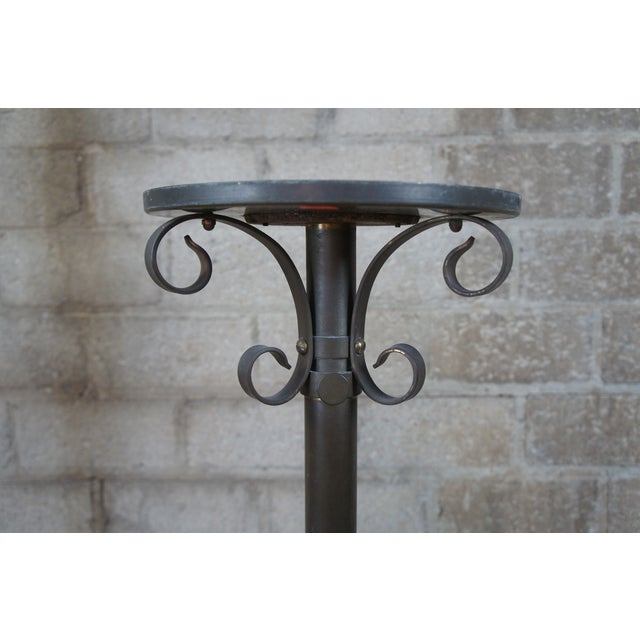 Industrial Telescoping Adjustable Iron & Brass Pedestal Stand Candle Holder 63" For Sale - Image 6 of 9