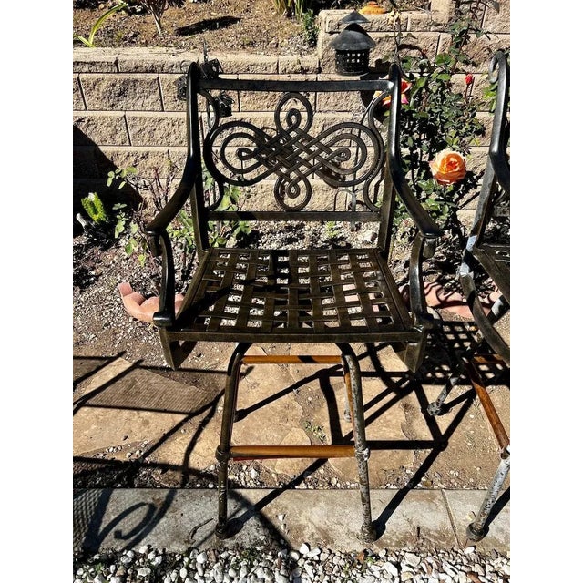 Bar Height Swivel Armchairs by Cast Classics - Set of 3 For Sale - Image 4 of 5