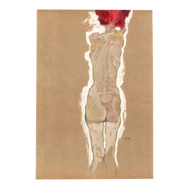 Schiele Lithograph 9 Nude Standing Back Side 1968 For Sale