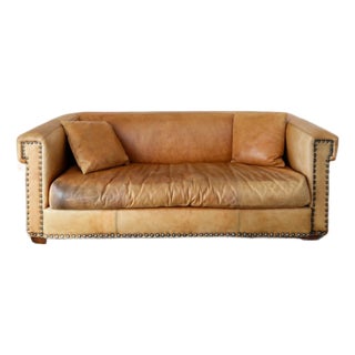 Vintage Ralph Lauren Leather Sofa by Henredon For Sale