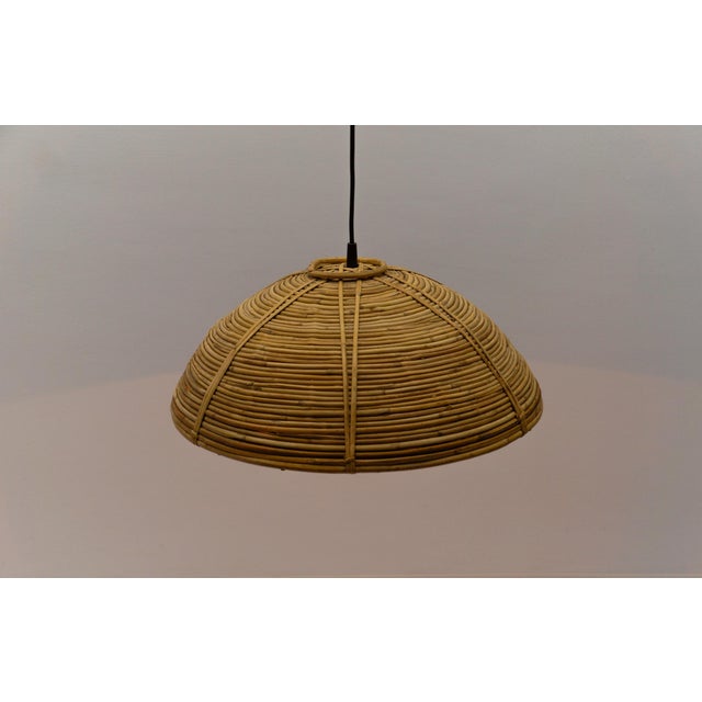 Beige Mid-Century Modern Pendant Light in Rattan, Italy, 1960s For Sale - Image 8 of 9