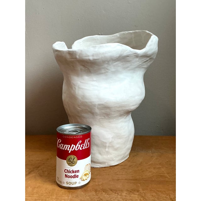 Vintage Biomorphic Sculptural White Ceramic Vase For Sale - Image 11 of 14