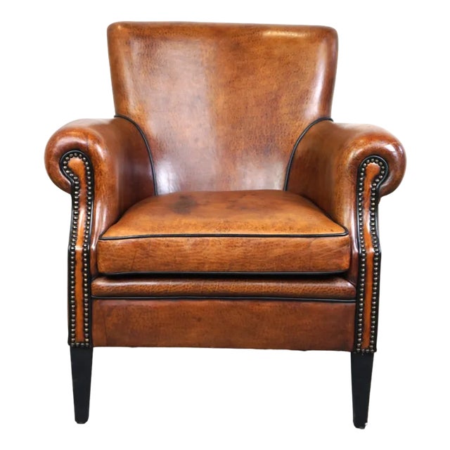 Vintage Sheep Leather Armchair For Sale