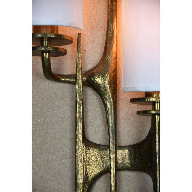 Sculptural Brutalist Bronze Wall Sconces by Félix Agostini, 1960, Set of 2 For Sale - Image 14 of 17