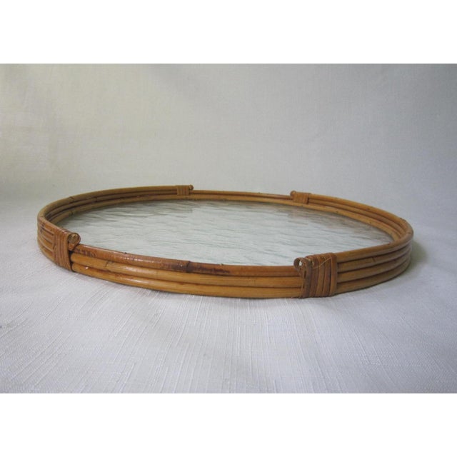 Mid-Century Modern Mid Century Laurids Lonborg Rattan and Glass Tray For Sale - Image 3 of 4