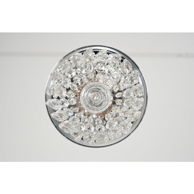 Transparent Late 20th Century Restored 9 In. Faceted Crystal Flush Mount Ceiling Light For Sale - Image 8 of 9