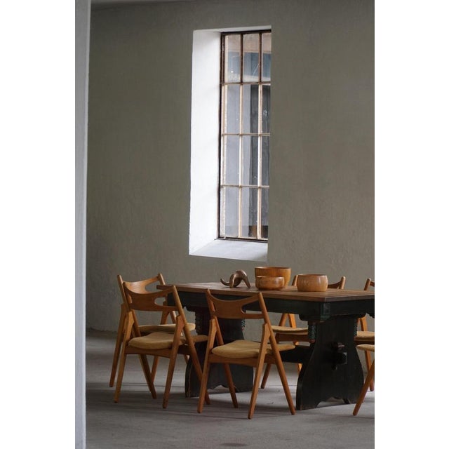 Scandinavian Rustic Folk Art Dining Table in Stained Pine, 1900s For Sale - Image 14 of 18