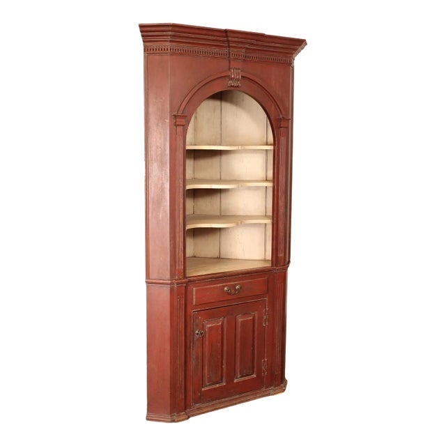 Custom Quality Large Painted Architectural Corner Cabinet For Sale