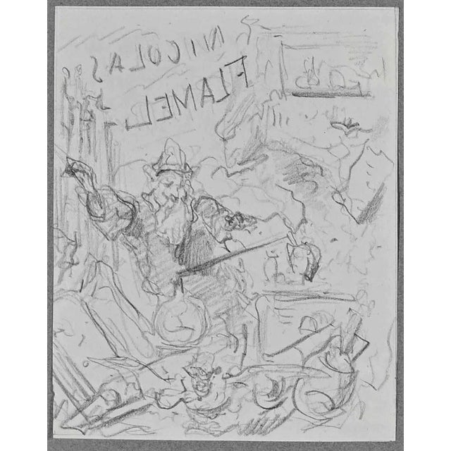 Celestine Nanteuil, Nicolas Flamel, Drawing, 1850s For Sale - Image 4 of 4