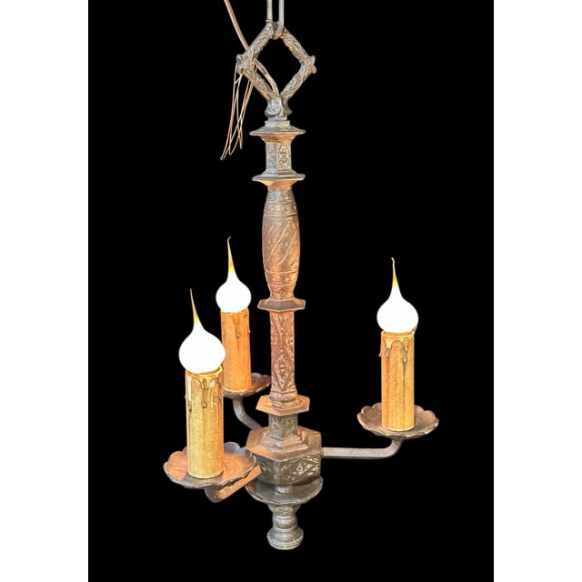 Arts & Crafts 1920s Arts and Crafts Cast Iron Chandelier For Sale - Image 3 of 3