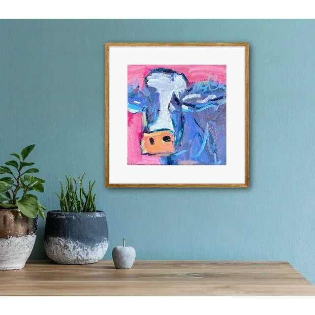 Abstract Cow in Pink Oil Painting For Sale - Image 12 of 12