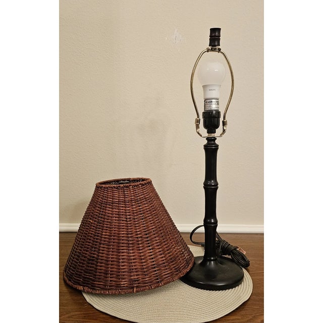 Vintage Rattan Table Lamp For Sale In Dallas - Image 6 of 9