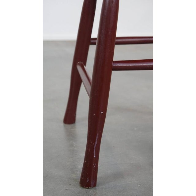 Brown Vintage Dutch Farmers Dining or Side Chair in Burgundy Wood For Sale - Image 8 of 12