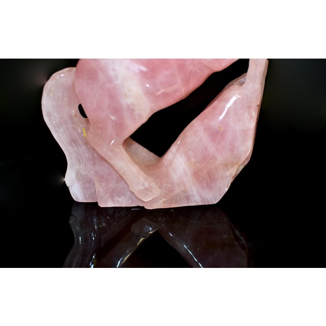 Natural Rose Quartz Pegasus Flying Horse Pink Gemstone For Sale - Image 9 of 13