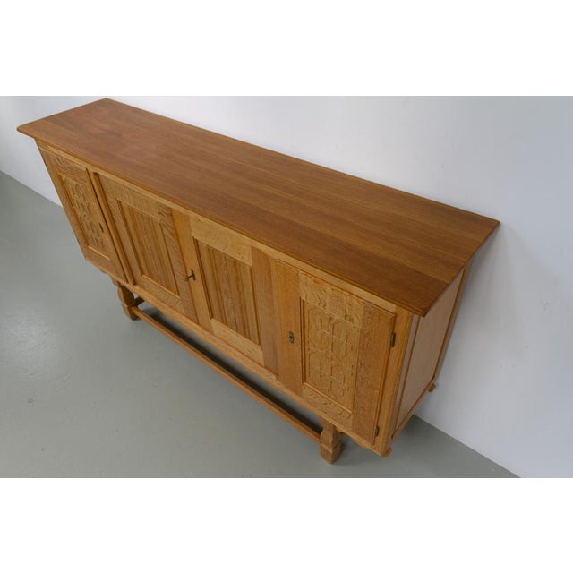 Mid-Century Brutalist Danish Oak Sideboard by Henning Kjærnulf for EG, 1960s For Sale - Image 12 of 18