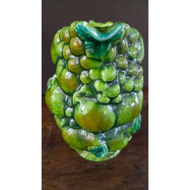 Ceramic 1960s Inarco E2611 Green Majolica-Style Fruit Pitcher For Sale - Image 7 of 14