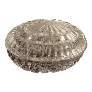1980s Lenox Usa Cut Crystal Oval Trinket Box
