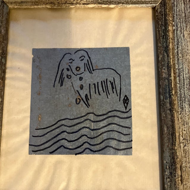 Original 4 x 4 ink drawing done on vintage silver leaf sheets (natural wave in paper surround) sheet size is 6 x 7 Overall...
