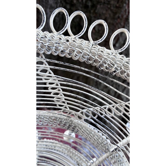Vintage French White Wirework Pedestal Basket For Sale In Saint Louis - Image 6 of 6