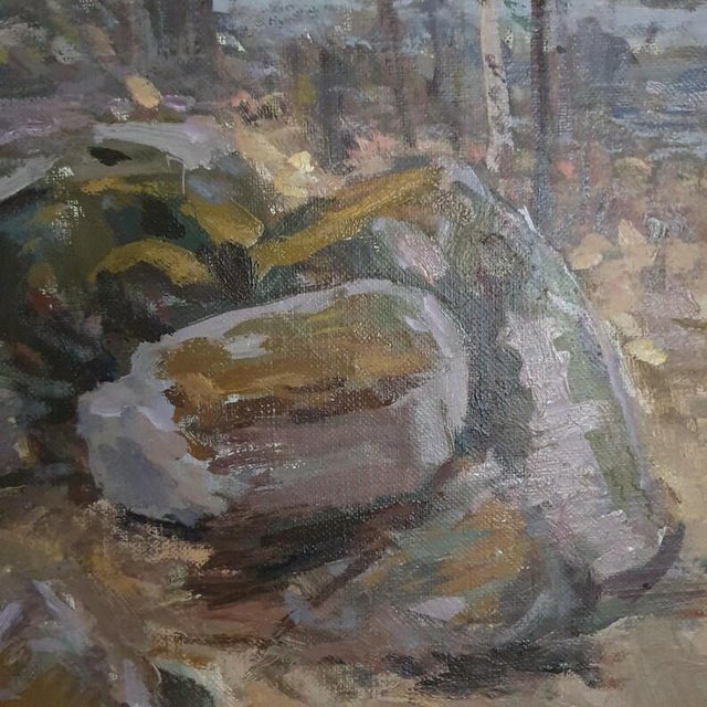 1971 Mid Century Swedish Expressionist Landscape "Tidig Vårdag" by Gunnar Svensson For Sale - Image 9 of 18