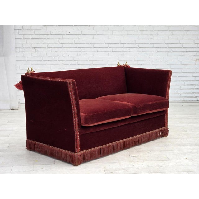 1970s Danish 2-Seater Drop Arm Spanish Sofa in Furniture Velour, 1970s For Sale - Image 5 of 18