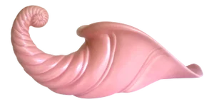 Vintage Mid Century Cornucopia Shell Art Pottery Pink Ceramic Extra Large Fruit Bowl Centerpiece Planter