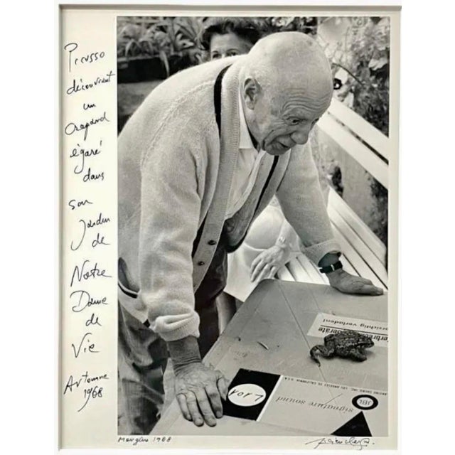 Lucien Clergue (FRENCH, 1934 - 2014) Gelatin silver photographic print depicting Pablo Picasso with a frog or turtle....