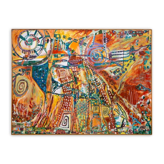 Alan Watson Conflagration Abstract Surrealism Oil Painting on Canvas Framed 1986 For Sale - Image 4 of 11