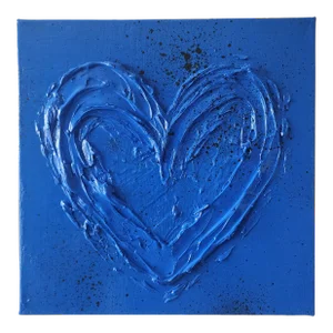 Blue & Black Abstract Heart Painting