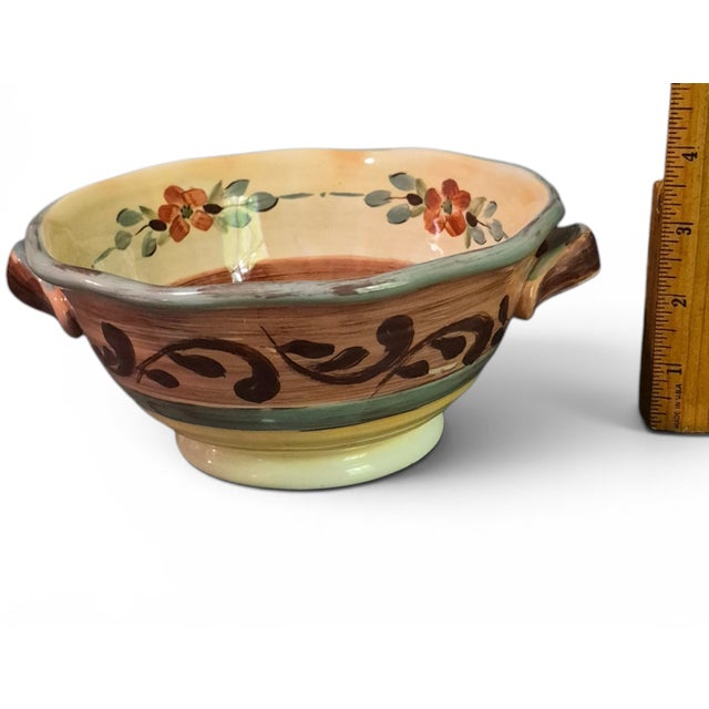 Olive Late 20th Century Set of Four Certified International Pamila Gladding Rustic Tuscan Landscape Handled Bowls For Sale - Image 8 of 9