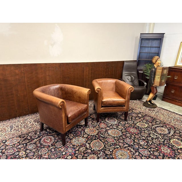 Club Chairs in Sheep Leather from Laura Ashley, Set of 2 For Sale - Image 3 of 12
