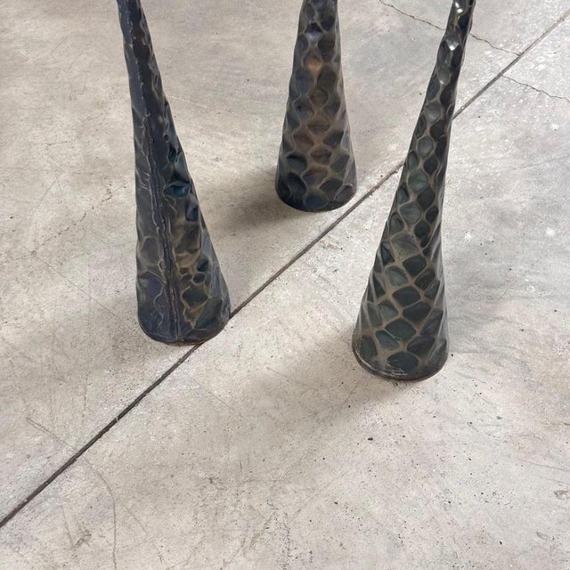 Sculptural Candleholders in Burnished Metal, Italy, 1980s, Set of 3 For Sale - Image 6 of 18