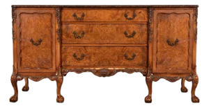 Romweber Chippendale Burl Wood Sideboard or Bar Cabinet, Circa 1920s