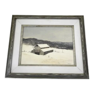 Late 20th Century Winter Countryside Landscape Painting by Rod Newhall, Framed