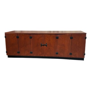 Milo Baughman for Directional Model 371 Walnut “Window Cabinet” Credenza For Sale