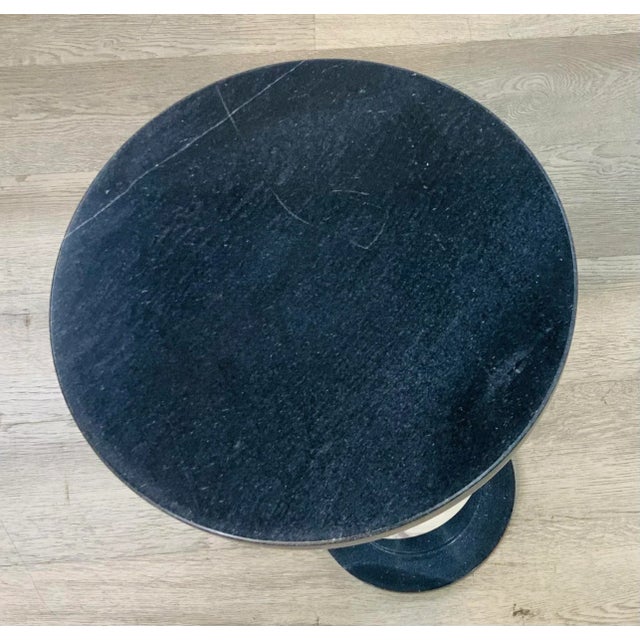Currey & Company Currey & Co. Modern Solid Black & White Marble Drinks Table For Sale - Image 4 of 5