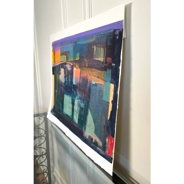 Vintage Monumental Abstract Organic Modern Original Acrylic Painting on Paper by Jack Willis, Multi Color For Sale - Image 4 of 12