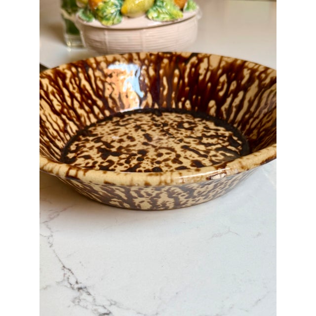 Ceramic Antique Rockingham Bennington Brown Spongeware Bowl For Sale - Image 7 of 7