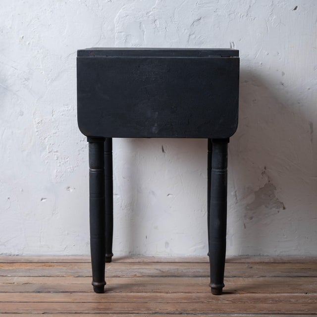 New England Pine Drop-Leaf Work Table in Black, c.1850 For Sale - Image 13 of 18