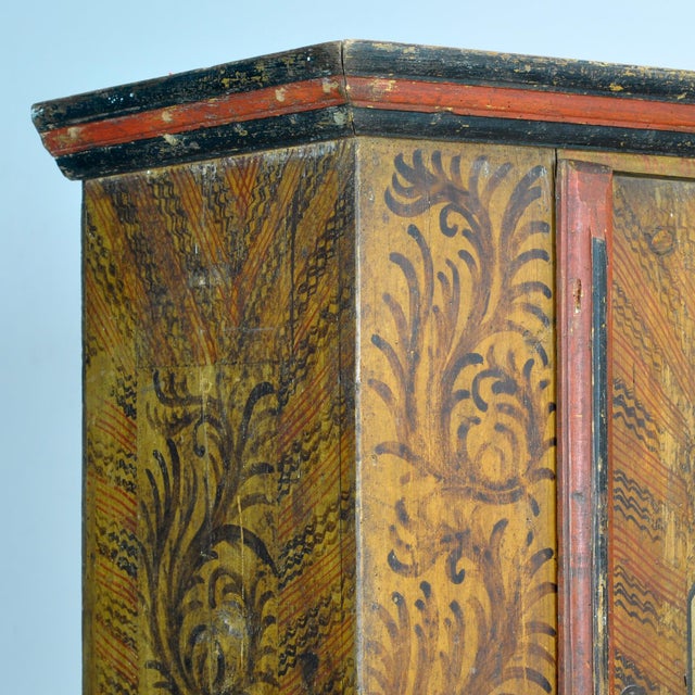 Antique Folk Art Hand Painted Cabinet, 1850s For Sale - Image 9 of 16