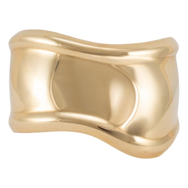 Tiffany & Co. Elsa Peretti 18k Yellow Gold 43mm Small Bone Cuff Bangle Bracelet For Sale