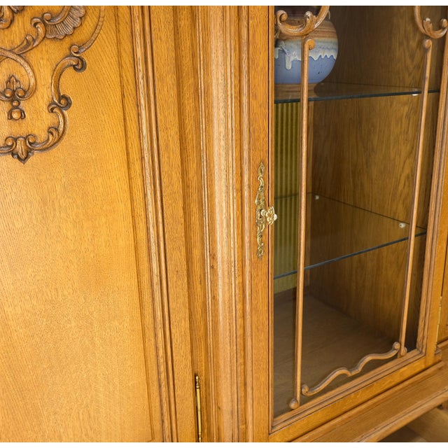 Carved Oak Oversize 5 Doors Long Credenza Cabinet Sideboard w/ Shelves Drawer For Sale - Image 14 of 17