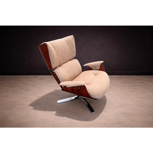 Brown Brazilian Modern "Paulistana" Armchair With Ottoman by Jorge Zalszupin, C. 1959 - Lot 802a For Sale - Image 8 of 18