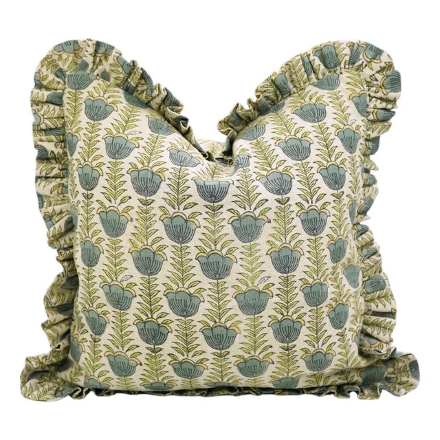 Decorative Frill Cushion Cover Soft Fabric Ruffle Pillow for Home Décor- 24x24 Lotus For Sale