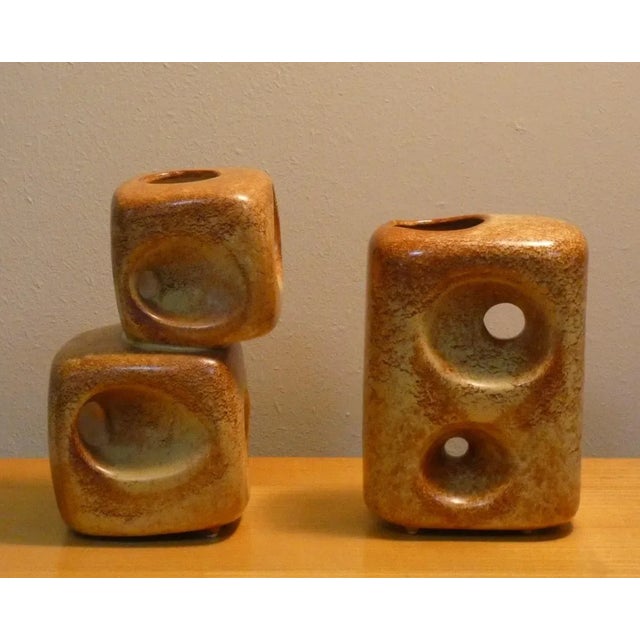 Vases with Geometric Shapes by Roberto Rigon for Bertoncello Ceramiche Darte, Italy, 1970s, Set of 2 For Sale - Image 9 of 9