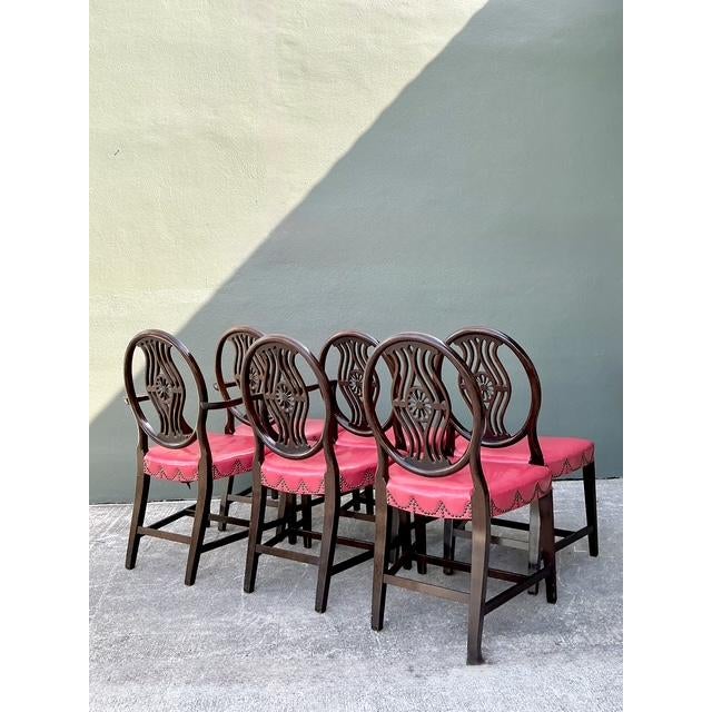Vintage Hepplewhite Swag Nailhead Dining Chairs - Set of 6 For Sale - Image 9 of 12