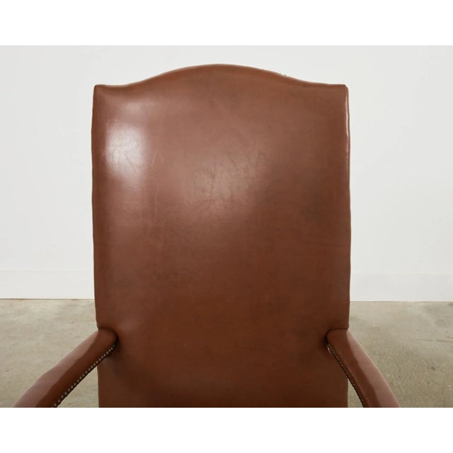 English Georgian Style Faux Leather Naugahyde Hall Chair For Sale - Image 4 of 13