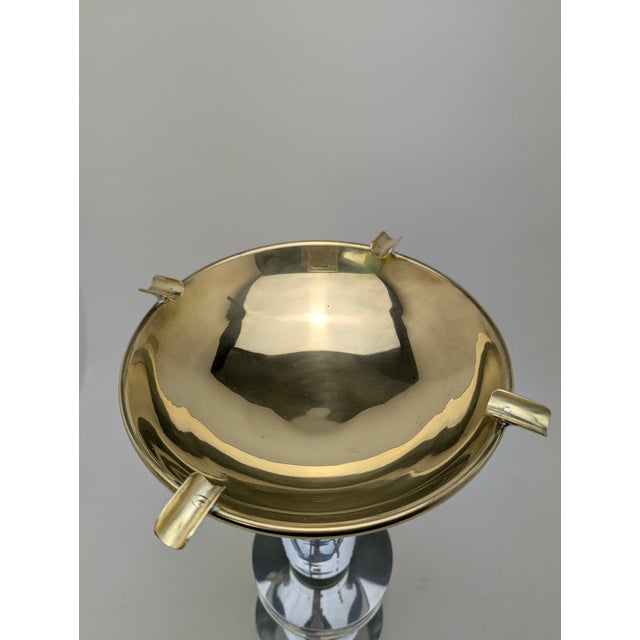 Vintage Art Deco Standing Ashtray in Aluminum and Brass, 1940s For Sale - Image 6 of 10
